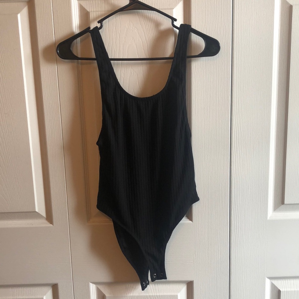Black ribbed bodysuit